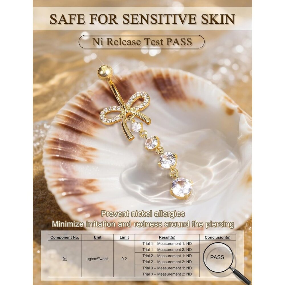 8 Pcs Belly Button Ring Dangle Hypoallergenic Sur… - image 5